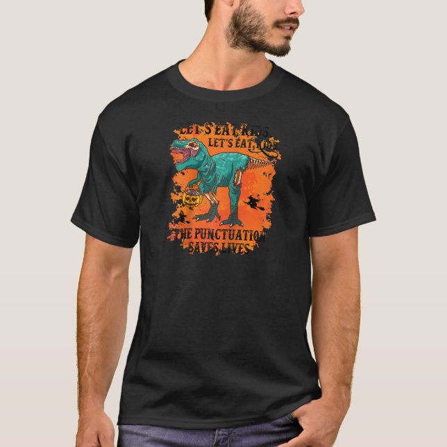 T-shirt Dinosaure Mangeons Ponctuation Enfants Sauve des v (Devant)