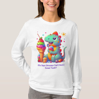 T-shirt Dinosaure Manger Glace Crème : Citation Drôle