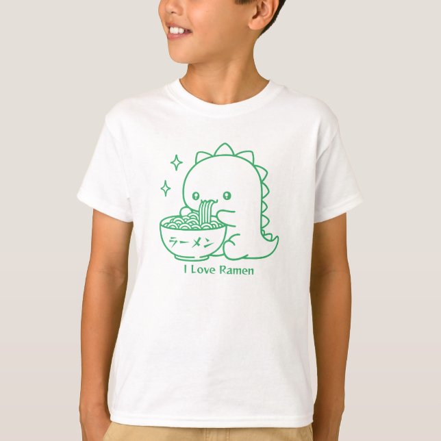 T-shirt Dinosaure Manger Ramen nouilles Personnalisées Kaw (Devant)