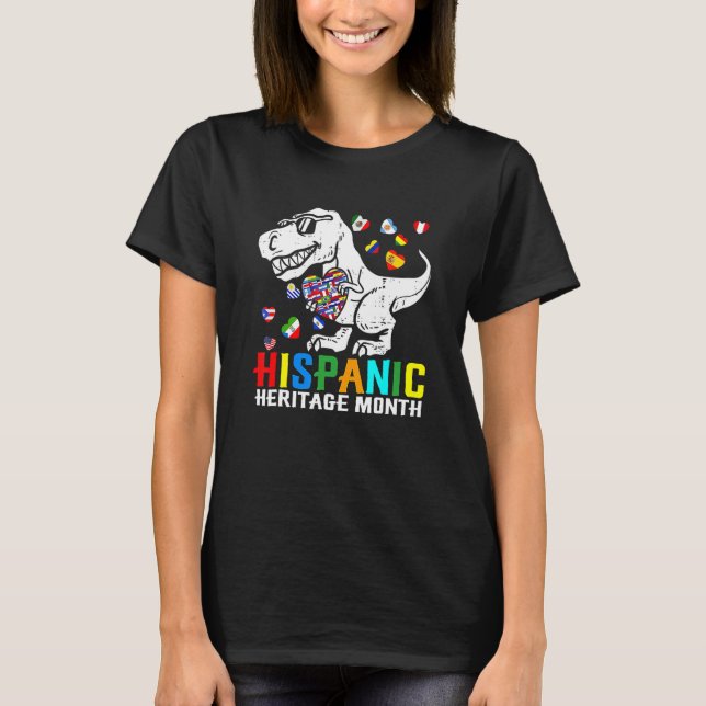 T-shirt Dinosaure Mois du patrimoine hispanique National L (Devant)