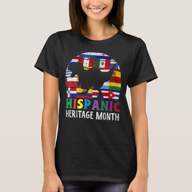 T-shirt Dinosaure Mois du patrimoine hispanique National L (Devant)