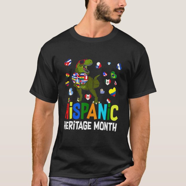 T-shirt Dinosaure Mois du patrimoine hispanique National L (Devant)