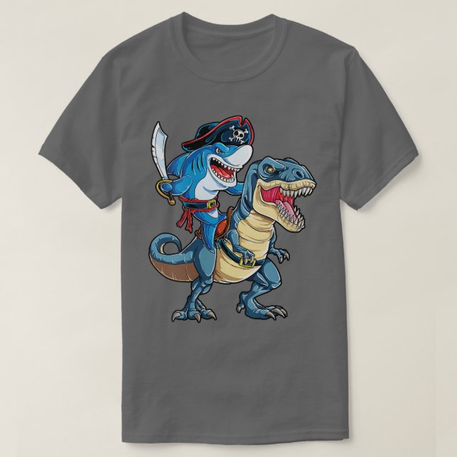 T-shirt Dinosaure pirate de requin d'Halloween pour femmes (Design devant)