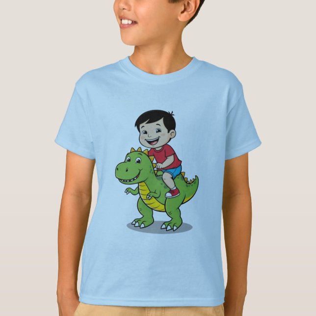 T-Shirt Dinosaure pour l'équitation de garçon Aven (Devant)