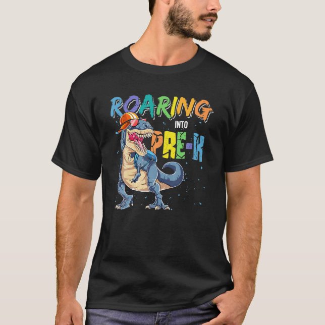 T-shirt Dinosaure Retour À L'École Roaring En Pré K Boys K (Devant)