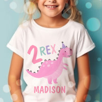 Dinosaure rose Deux Rex 2e fête d'anniversaire