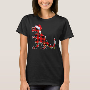 T-shirt Dinosaure Rouge Rex lumières de Noël Arbre PJ