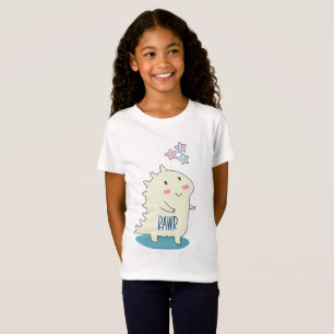 T-Shirt Dinosaure souriant jaune mignon avec des étoiles j