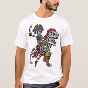 T-shirt Dinosaure squelette de pirate d'Halloween