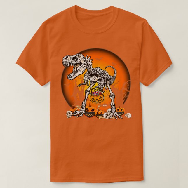 T-shirt Dinosaure Squelette T re effrayant avec Lune Hallo (Design devant)