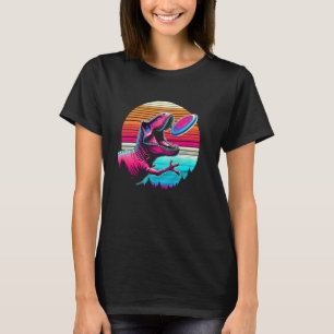 T-shirt Dinosaure T-Rex attrapant un frisbee rétro drôle d