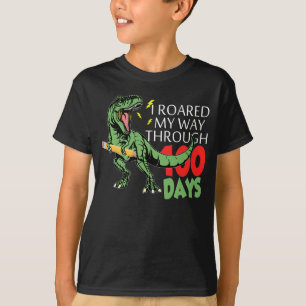 T-shirt Dinosaure T-Rex Gravant Dans 100 Jours D'École