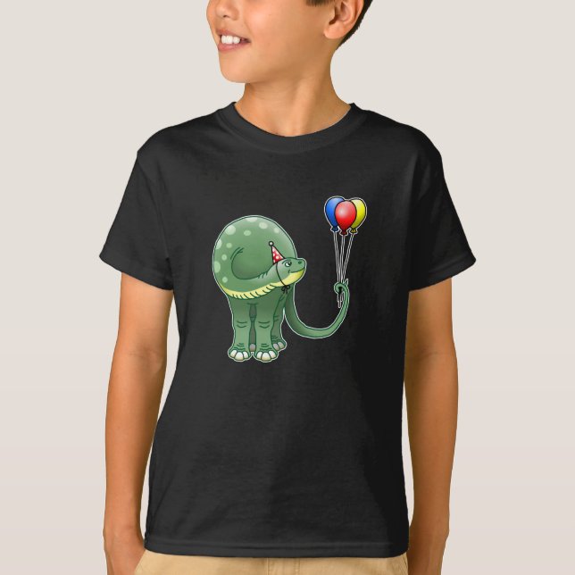 T-shirt Dinosaure tenant des ballons (Devant)