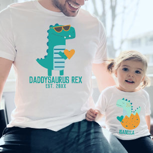 T-shirt Dinosaure Turquoise moderne mignon Dino avec un no