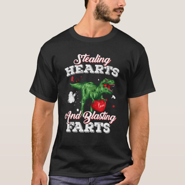 T-shirt Dinosaure Voler Les Coeurs Et Les Pièces De Souffl (Devant)