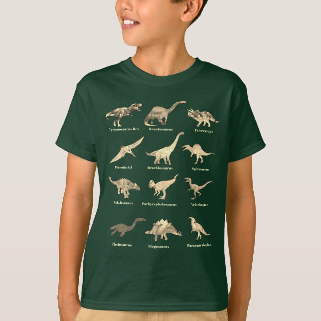 T-shirt Dinosaures avec des noms (Devant)