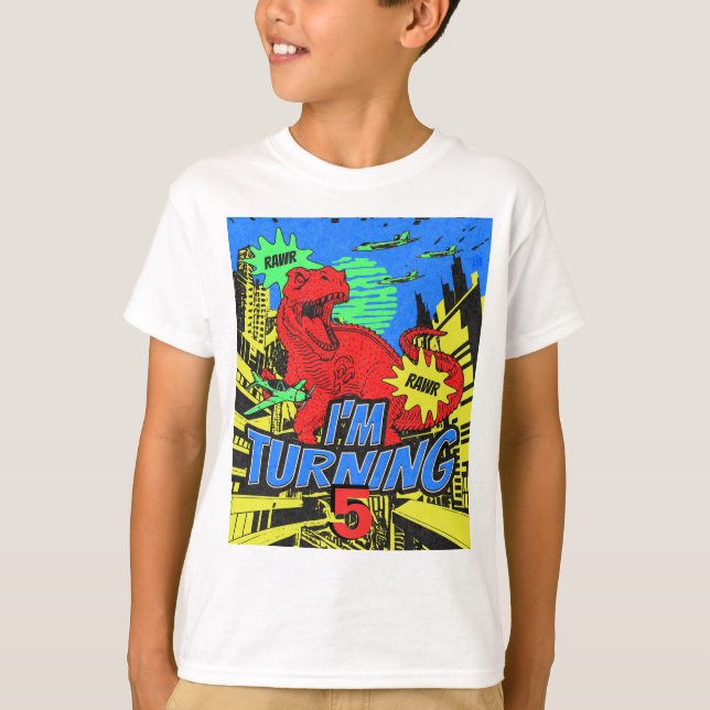T-shirt Dinosaures Comic Book Boy Birthday (Devant)