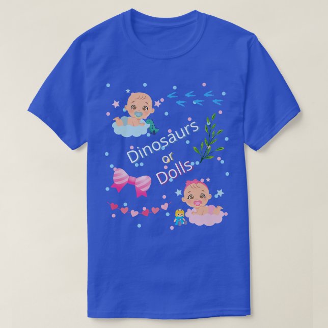 T-shirt Dinosaures ou poupées pour révélation de sexe chez (Design devant)
