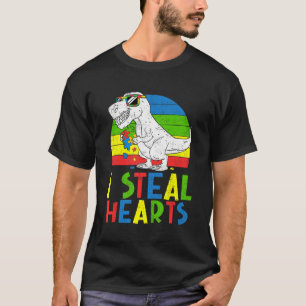 T-shirt Dinosaures Rex I Steal Hearts Puzzle Autisme Sensi
