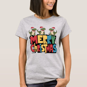 T-shirt Dinosaures T-rex amusants et texte de Noël gras