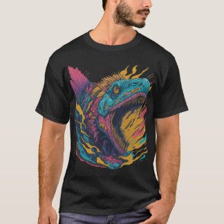 T-shirt dinosore coloré affamé