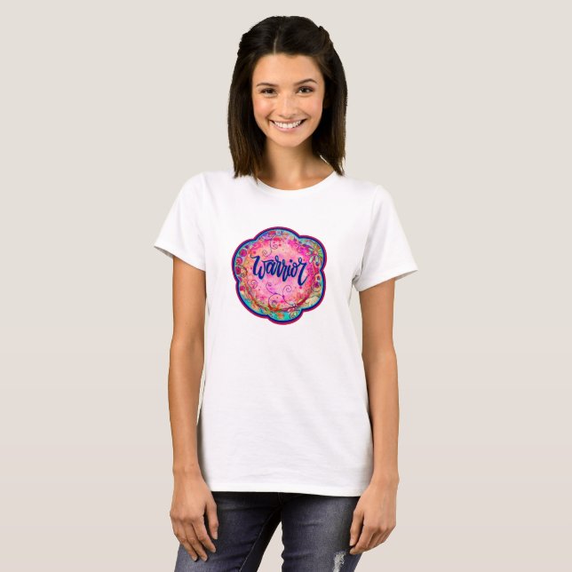 T-shirt d'inspiritisme rose et guerrier (Devant entier)