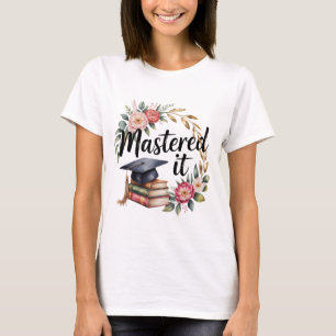 T-shirt Diplômé avec Mention Couronne Fleurie de Livres Ca
