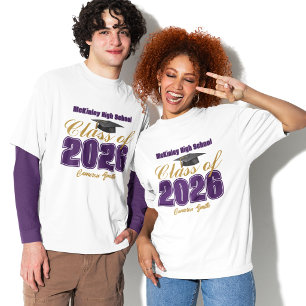 T-shirt Diplômé de la promotion 2026 en or violet personna