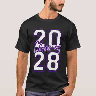 T-shirt Diplômé de la promotion 2028 Varsity Blanc Violet