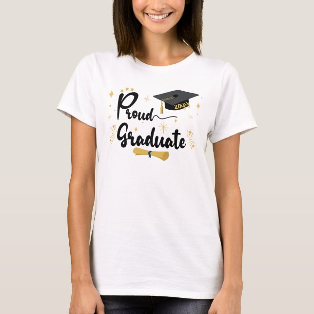 T-shirt Diplômé fier | Graduation de la famille de texte n (Devant)