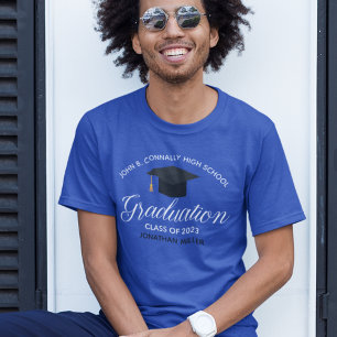 T-shirt Diplômé Personnalisé Lycée 2023 Bleu