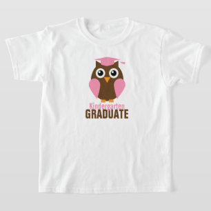 T-shirt Diplômé rose doux de jardin d'enfants de hibou