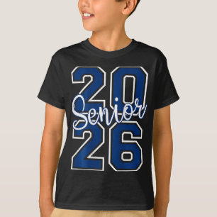 T-shirt Diplômé Senior 2026 Varsity Bleu Marine Blanc Sur