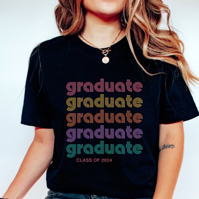T-shirt Diplômé | Texte de style Disco brillant et coloré (Créateur téléchargé)