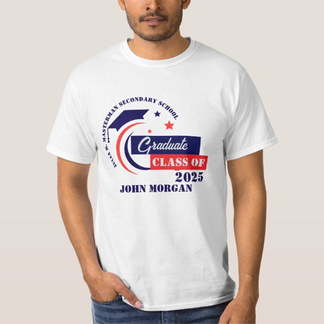 T-shirt Diplômée Bleu Rouge Blanc Graduation Tri-Blend Che (Devant)