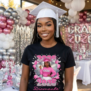 T-shirt Diplômée de la promotion 2026 en rose et argent