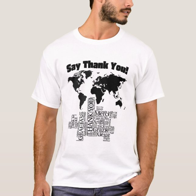 T-SHIRT DIRE MERCI DANS DIFFÉRENTES LANGUES DU MONDE (Devant)