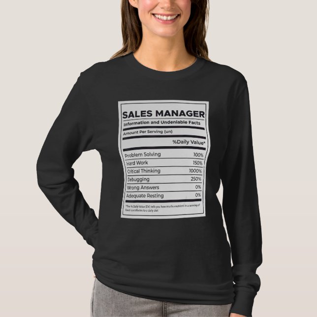 T-shirt Directeur des ventes Information nutritionnelle (Devant)