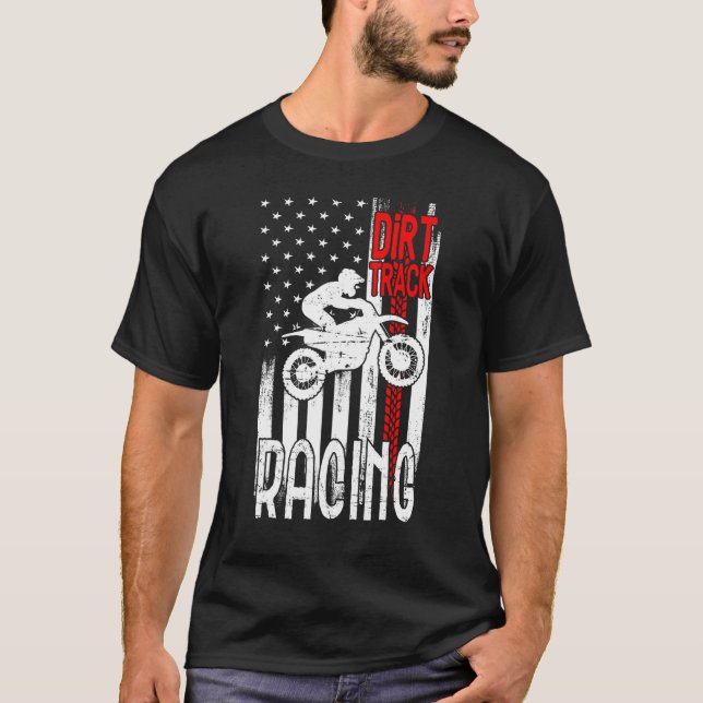 T-shirt Direr Drapeau américain Motocross Motorcycle (Devant)