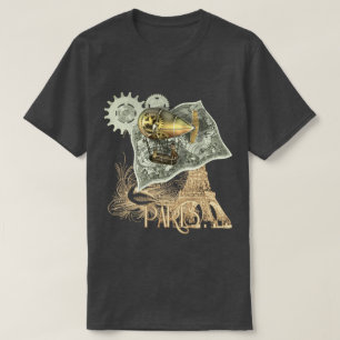 T-shirt dirigeable de visite d'air de Steampunk