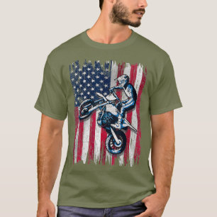 T-shirt Dirt Bike American Flag Motocross Biker Cadeau 4e