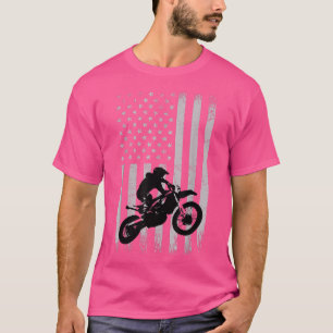 T-shirt Dirt Bike American Flag Motorcycle Biker 4th of Ju