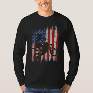 T-shirt Dirt Bike Motocross USA Drapeau américain Patrioti