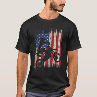 T-shirt Dirt Bike Motocross USA Drapeau américain Patrioti