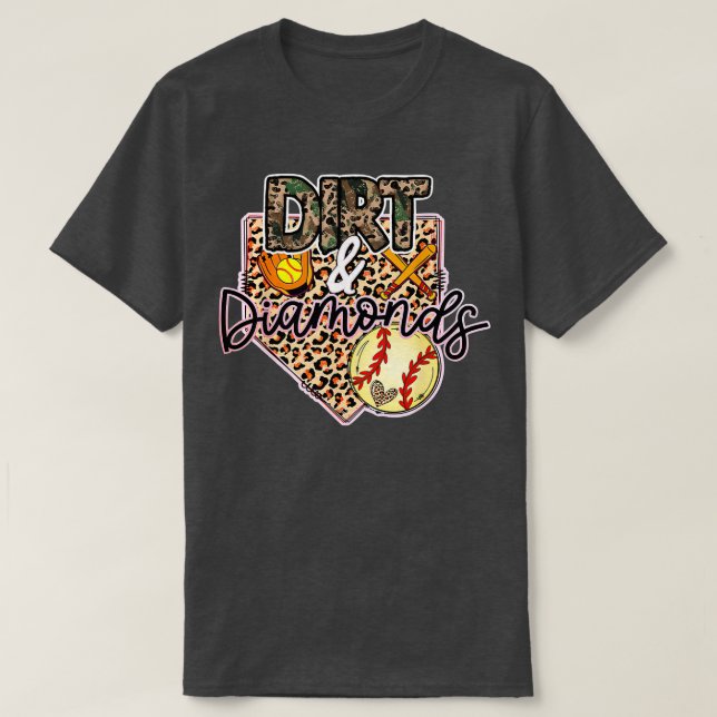 T-shirt Dirt Et Diamonds Maman De Softball Et Basebal (Design devant)