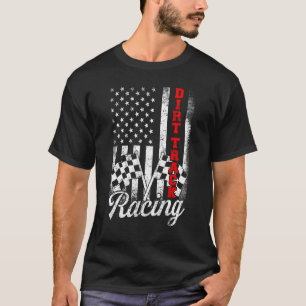 T-shirt Dirt Track Racing American Flag Race Car Racecar
