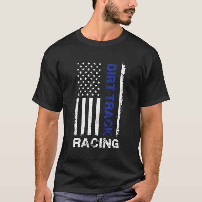 T-shirt Dirt Track Racing drapeau américain (Devant)