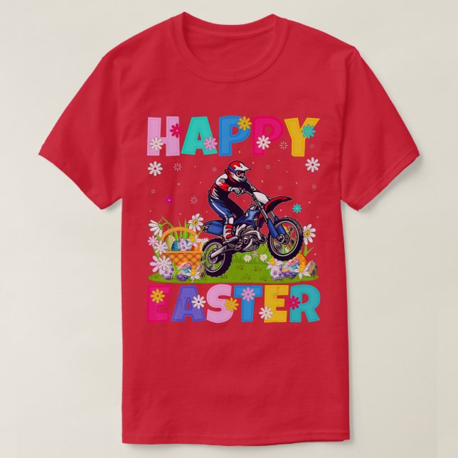 T-shirt Dirt Vélo Amoureux Happy Bunny de Pâques Dirt Vélo (Design devant)