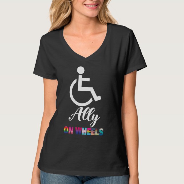 T-shirt Disability Pride Awareness   Ally On Wheels Wheelc (Devant)