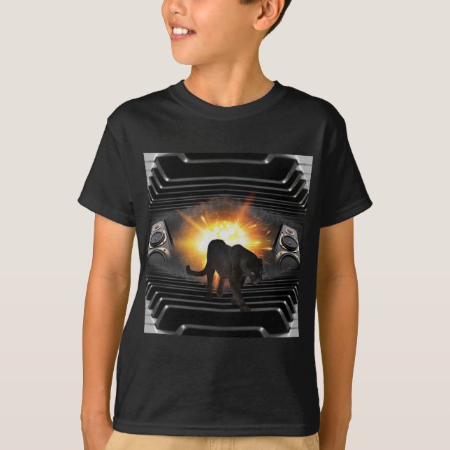 T-shirt disc-jockey de panthère noire de clavier du DJ de (Devant)